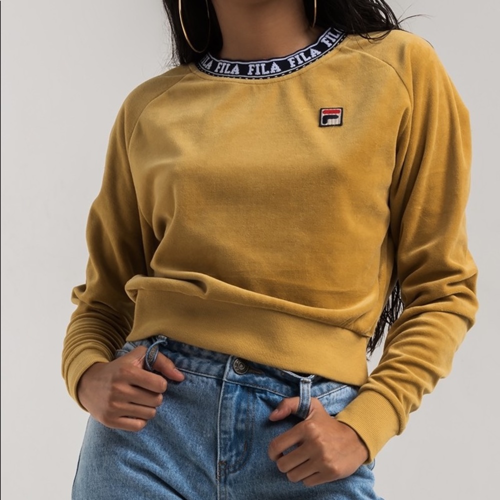 Fila Dina Crewneck Velour Sweatshirt in Gold